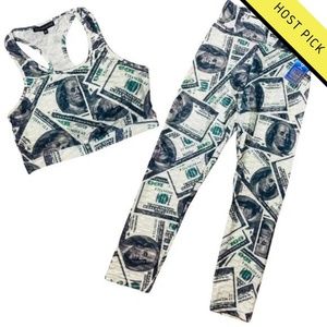 HP | Elite Collection Set Of 100 Dollar Bill Sports Bra & Leggings
